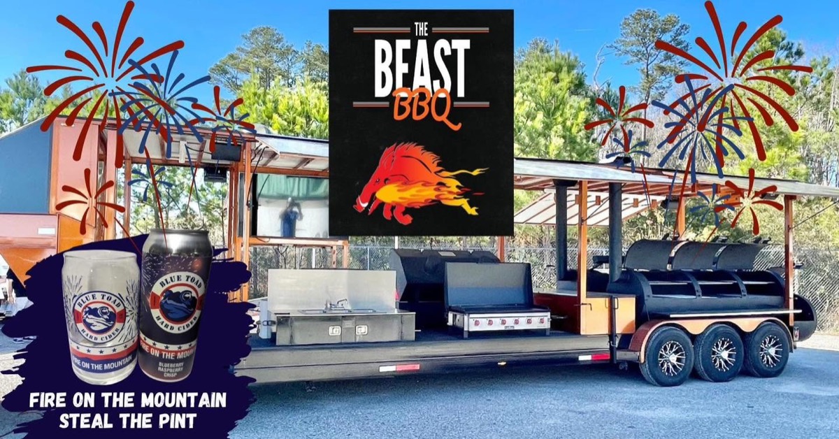 The rig set up for an event with its BBQ Beast banner flying